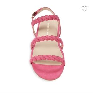 Stuart Weitzman Twistie suede pink flat sandal